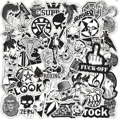 Rock black white stickers - rock,