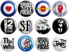 12 x Mod - Various Designs - BUTTON PIN BADGES 25mm 1 INCH | Jam Who Weller v3