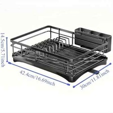 PREMIUM Dish Drying Rack - Stainless Steel for Kitchen Counter, Black Rustproof