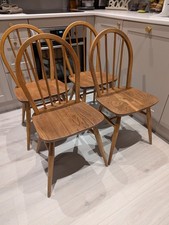 Set of four 1960s vintage Ercol Windsor Beech & Elm Dining Chairs