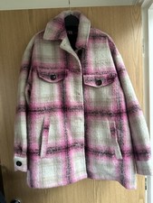 Pink Checked Oversized Jacket