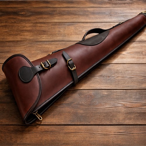 Leather shotgun slip case - leather,