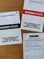 Esse Sovereign Gas Fired Cooker GN & GD, Spare Parts INSTALLATION & USER MANUALS