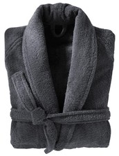 100% Cotton Dressing Gown Terry Towelling Shawl Collar Bath Robe Slate Bathrobe