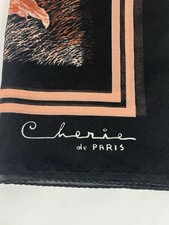 Cherie de Paris Vintage Black Scarf Neck Accessory Made In France 34x34 inches