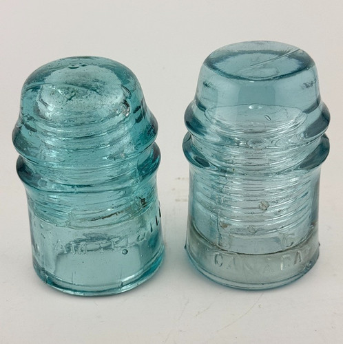 Pair aqua glass telegraph - aqua,