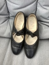 Woman’s Dance Tap Time Step Techno Tap Black Leather Shoes Size UK 6 EU 39 