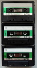 3 x Sony BHF 90 Foil Type I Normal Audio Cassette Tapes 1980 Blank Used Japan