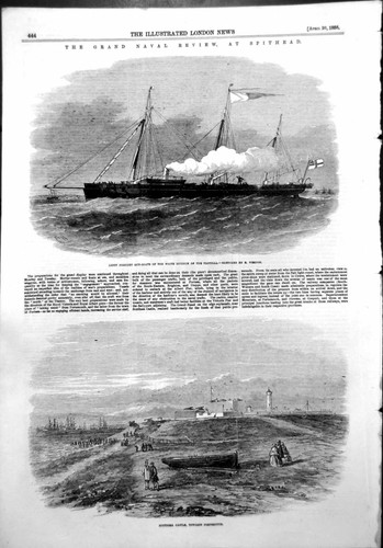 Antique old print naval review - antique,