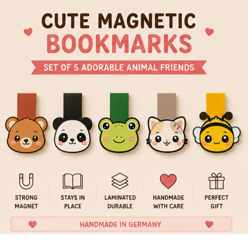 Handmade magnetic bookmarks - handmade,