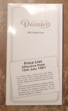 DAIMLER RANGE orig 1981 1982 Price List - Double Six Vanden Plas DS420 Limousine