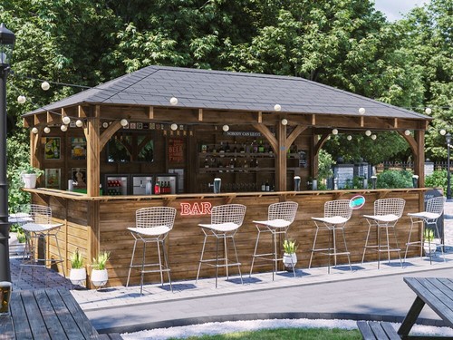 Wooden garden bar 6x3m - wooden,