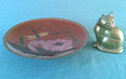 Enamelled brass footed - enamelled,