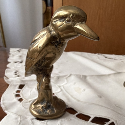 Brass bird figurine statue - figurine, on