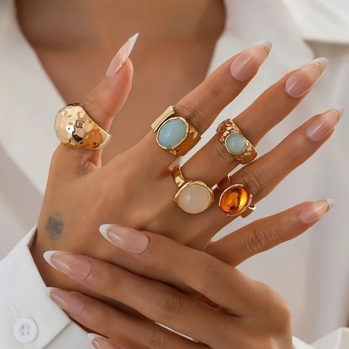 5pcs chunky high fashion rings - 5pcs,
