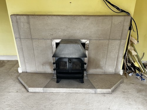Stone fireplace surround - stone,