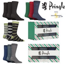 Gift Boxed Socks Soft Bamboo in Candy Cane Pattern Mens 3 Pair Size 7-11 Pringle