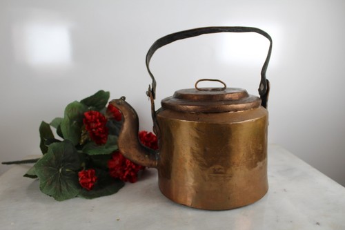 Old copper tea kettle - old,