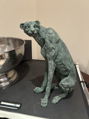 Cheetah resin sculpture animal - sculpture,