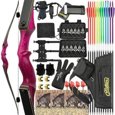 60" Longbow Arrows Set 20-60lbs Bamboo Core Limbs Shooting Archery Hunting RH LH