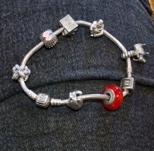 Pandora Charm Bracelet With 8 Charms Authentic Most Are Retired
