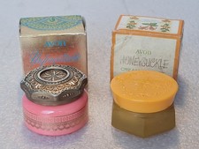 2 x Collectable Avon Honeysuckle & Unforgettable Cream Bottles with Boxes