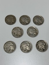 8 buffalo nickels dated from