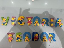 KIDS COLOURFUL DOOR/WALL DECORATIVE WOODEN LETTERS WITH TEDDIES-NEXT DAY POST