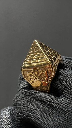 Gold pyramid ring - pyramid,