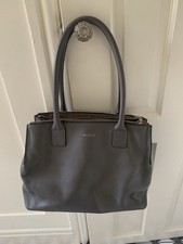 Modalu  Dove Grey Leather Handbag with Pockets and Top Handle