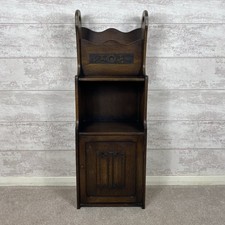 Quality Vintage Solid Oak Wood Hallway Paper Rack Shelf Cupboard Cabinet