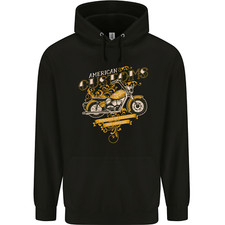 Biker American Customs Motorcycle Chopper Mens 80% Cotton Hoodie