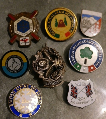 Skiing enamel pin badges - skiing,