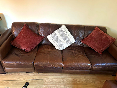 Brown leather seater sofa - brown,