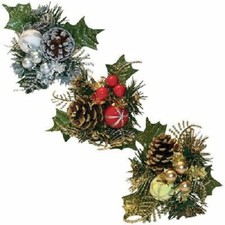 Superior quality Christmas picks x 3 with cone bauble berries foliage