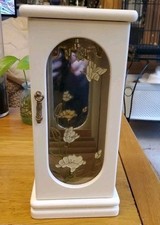 Vintage White Wooden Floral Etched Glass Door Jewellery Box Mirror, Carousel 