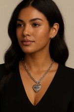 GUESS Silver Heart Necklace &