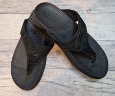 Genuine Fitflop Lulu Black Suede Flip Flops Size 7 Wobble Board Summer Holiday