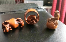 3 Antique Japanese Netsuke all signed