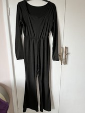 Ladies Black All In One Trouser Suit With Flared Legs Size S