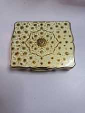 Vintage Stratton Musical Powder Compact – Gold Enamel Floral Design (61)