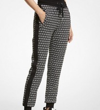 MICHAEL KORS Black Logo Stretch Jacquard Joggers Size M UK12 New Without Tags