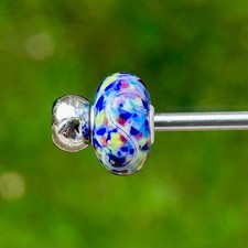 Trollbeads event limited rare blue trollstone bead with silver core 