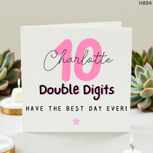 10th birthday card - 10th, double
