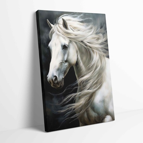 White horse portrait - horse, art