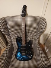 Jaxville 6-String Electric Guitar Black Flames Pattern