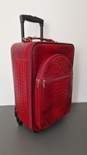 Ripani Italy Burgundy Red Croc Embossed Rolling Carry On Travel Bag Suitcase