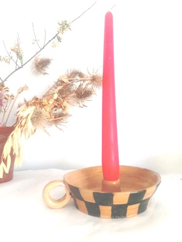 Studio pottery chequered wee - pottery,