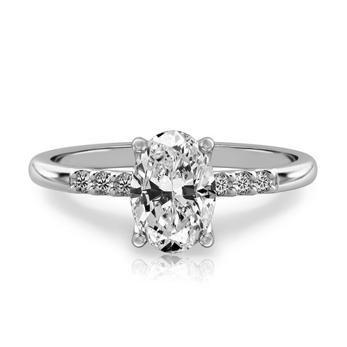 Oval diamond platinum ring - diamond,