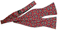 Silk bow tie Paisley self tie red vintage traditional smart business wear